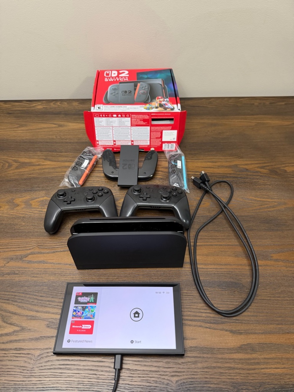 Nintendo Switch 2 Console with 2 Pro Controllers.